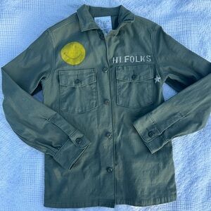 Kids Green Utility Jacket with Fun Patches